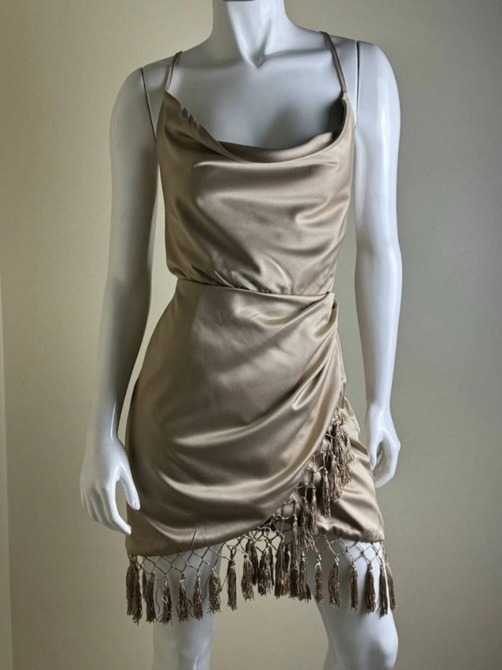 NEW Vici Gold Tassel Slip Dress, Size L